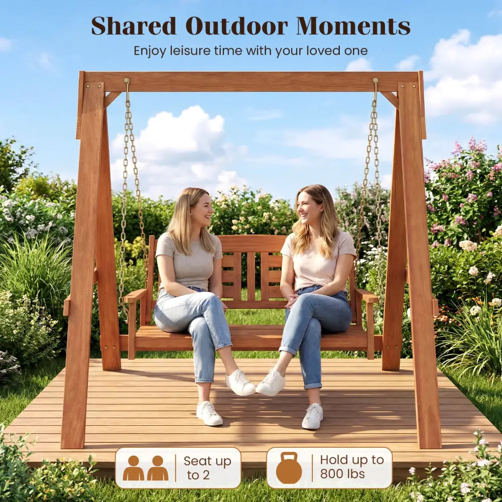 2-Seater Porch Swing with Stand Adjustable Chains - Porch Swings
