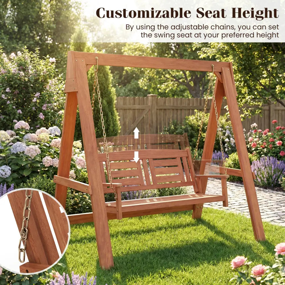 2-Seater Porch Swing with Stand Adjustable Chains - Porch Swings