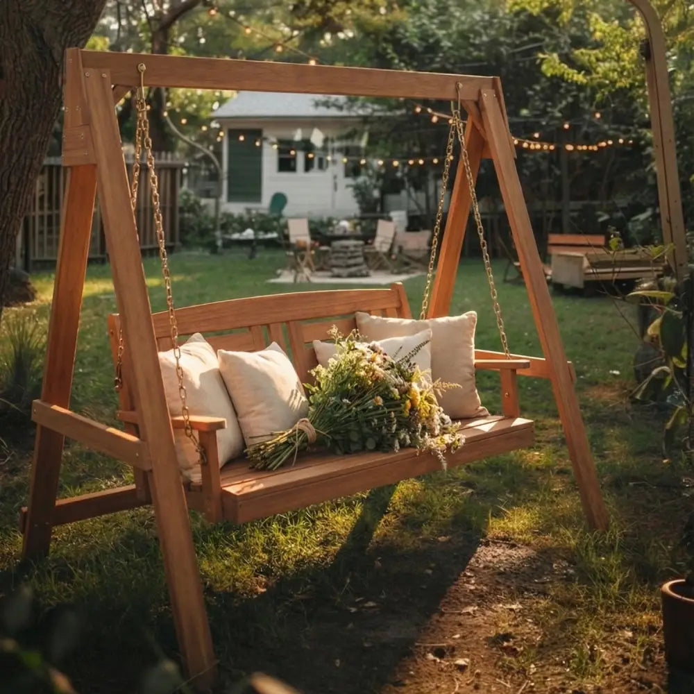 2-Seater Porch Swing with Stand Adjustable Chains - Porch Swings