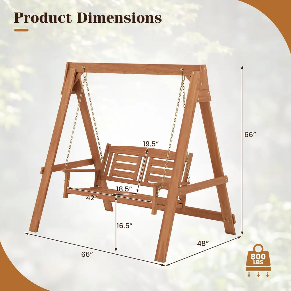 2-Seater Porch Swing with Stand Adjustable Chains - Porch Swings