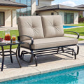 2 Seats Outdoor Swing Glider Chair with Comfortable Cushions-Beige - Beige - Patio Rocking Chairs & Gliders
