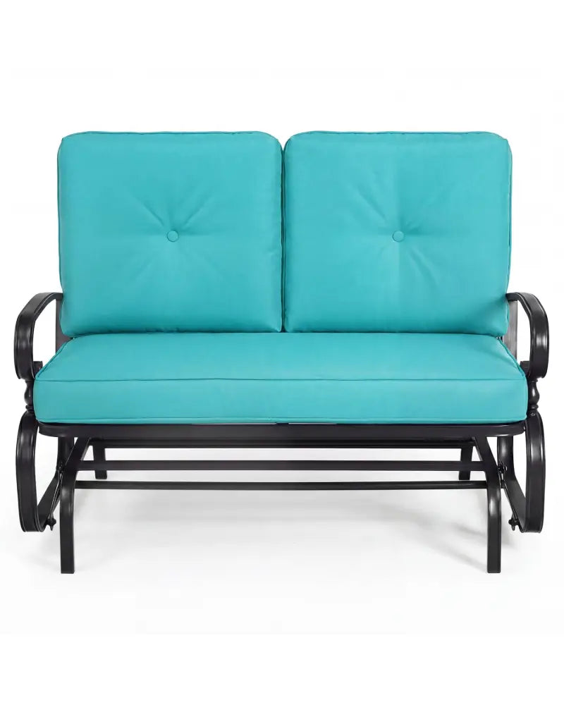 2 Seats Outdoor Swing Glider Chair with Comfortable Cushions-Pantone Green - Green - Patio Rocking Chairs & Gliders