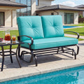 2 Seats Outdoor Swing Glider Chair with Comfortable Cushions-Pantone Green - Green - Patio Rocking Chairs & Gliders