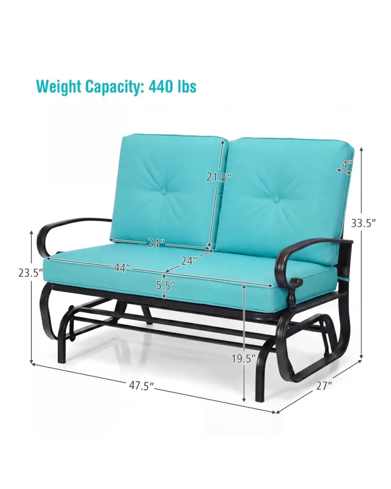 2 Seats Outdoor Swing Glider Chair with Comfortable Cushions-Pantone Green - Green - Patio Rocking Chairs & Gliders