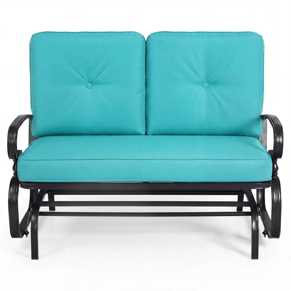 2 Seats Outdoor Swing Glider Chair with Comfortable Cushions-Pantone Green - Green - Patio Rocking Chairs & Gliders
