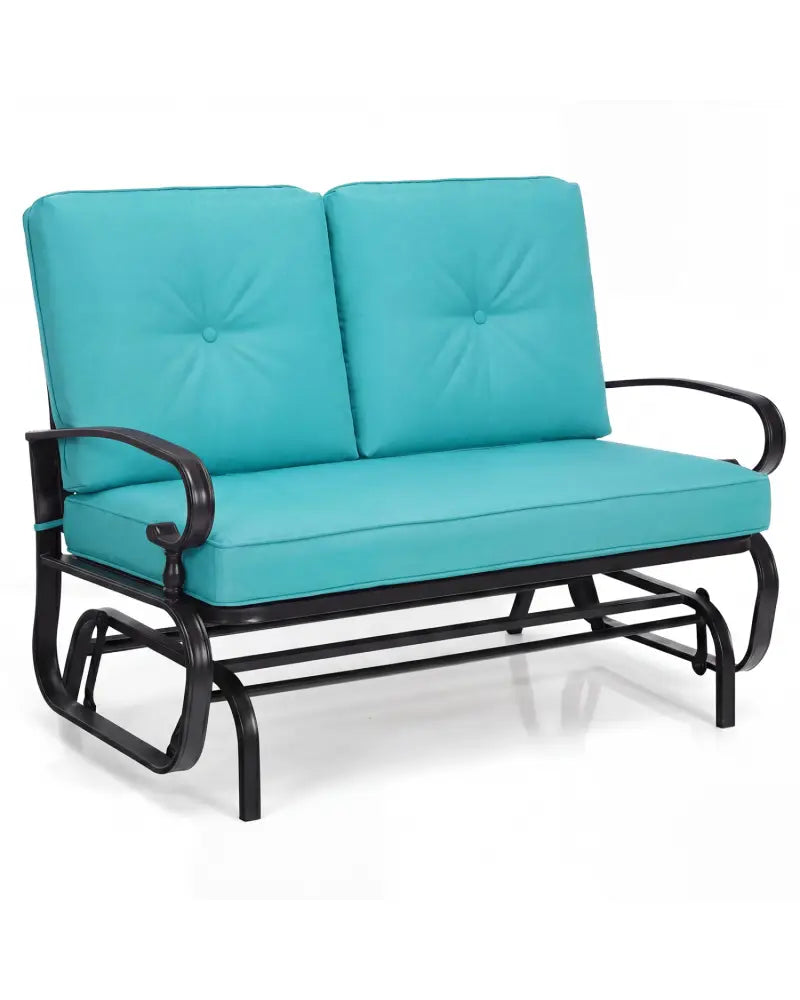 2 Seats Outdoor Swing Glider Chair with Comfortable Cushions-Pantone Green - Green - Patio Rocking Chairs & Gliders