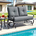 2 Seats Outdoor Swing Glider Chair with Removable Cushions-Gray - Gray - Patio Rocking Chairs & Gliders