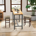 2 Set of 29 Inch Height Upholstered Bar Stool with Solid Rubber Wood Legs and Footrest-Beige - Beige - Bar Stools