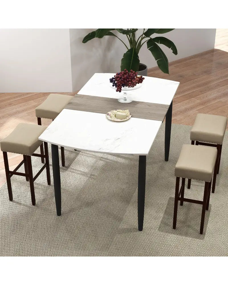 2 Set of 29 Inch Height Upholstered Bar Stool with Solid Rubber Wood Legs and Footrest-Beige - Beige - Bar Stools