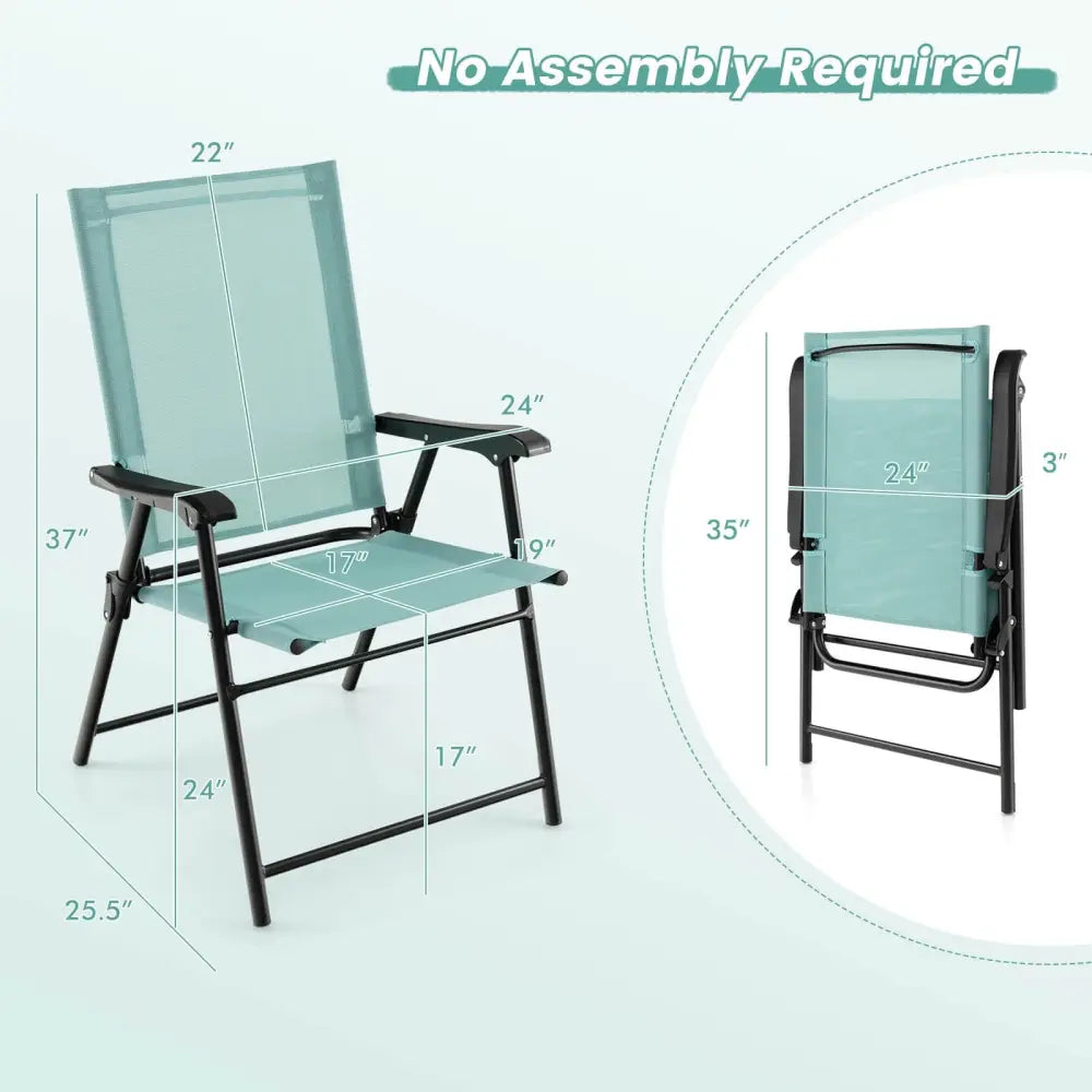 2 Set of Patio Dining Chair with Armrests and Metal Frame-Light Green - Light Green - Patio Dining Chairs