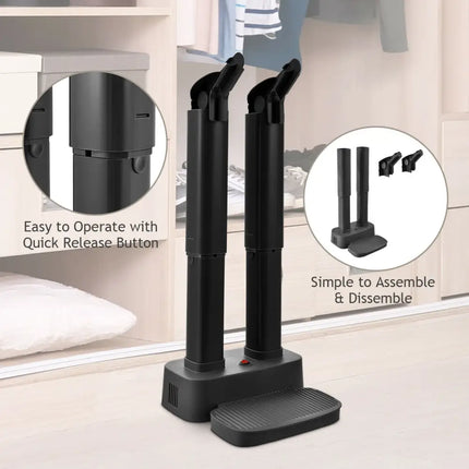 2 - Shoe Electric Shoe Dryer with Portable Adjustable Warmer for Boots and Socks - Gray - Oasis Home Essentials