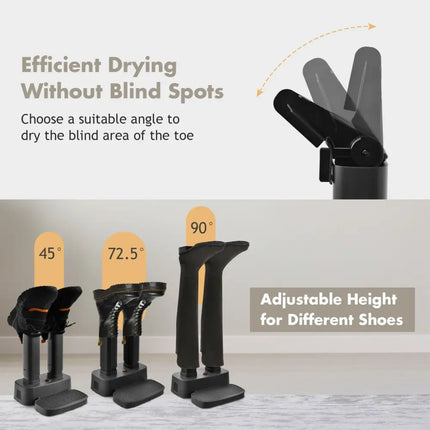 2 - Shoe Electric Shoe Dryer with Portable Adjustable Warmer for Boots and Socks - Gray - Oasis Home Essentials