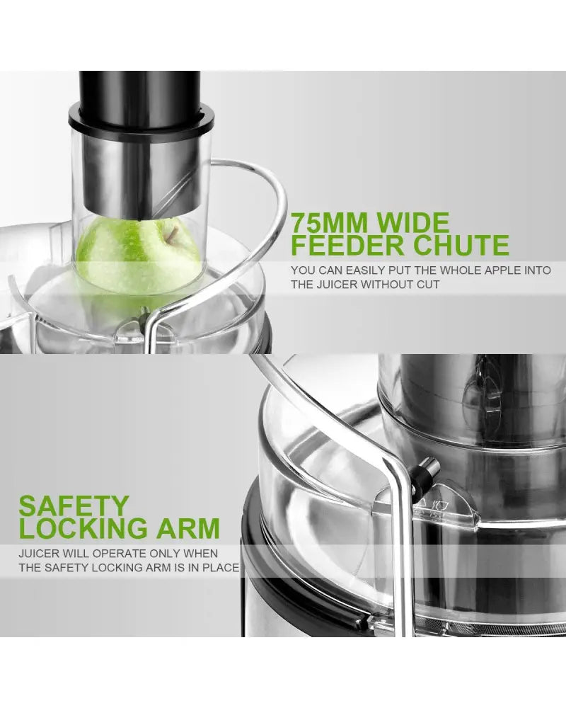 2 Speed Electric Juice Press for Fruit and Vegetable - Silver - Juicers & Coffee Machines