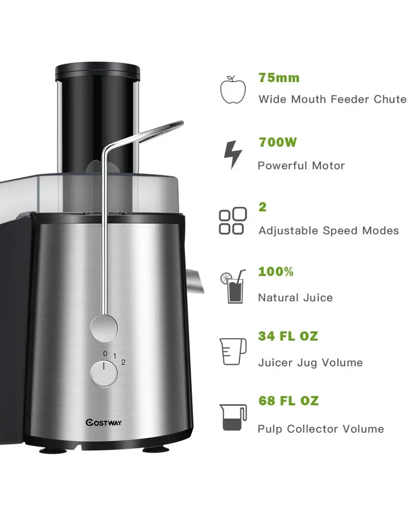 2 Speed Electric Juice Press for Fruit and Vegetable - Silver - Juicers & Coffee Machines