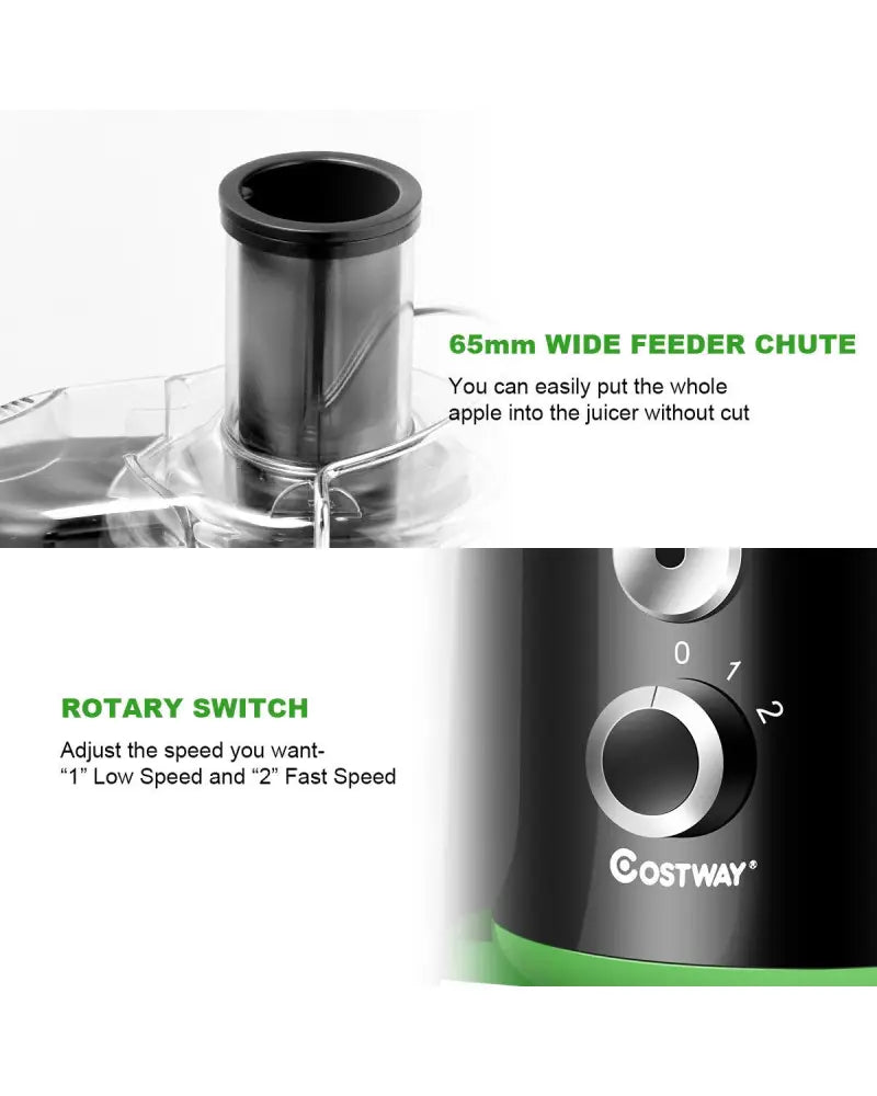 2 Speed Wide Mouth Fruit and Vegetable Centrifugal Electric Juicer - Black - Juicers & Coffee Machines