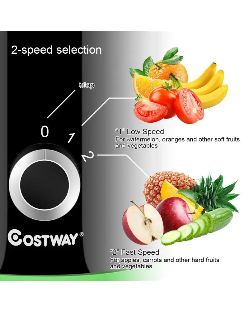 2 Speed Wide Mouth Fruit and Vegetable Centrifugal Electric Juicer - Black - Juicers & Coffee Machines