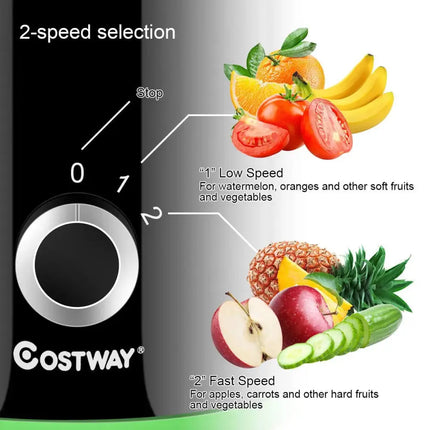 2 Speed Wide Mouth Fruit and Vegetable Centrifugal Electric Juicer Costway