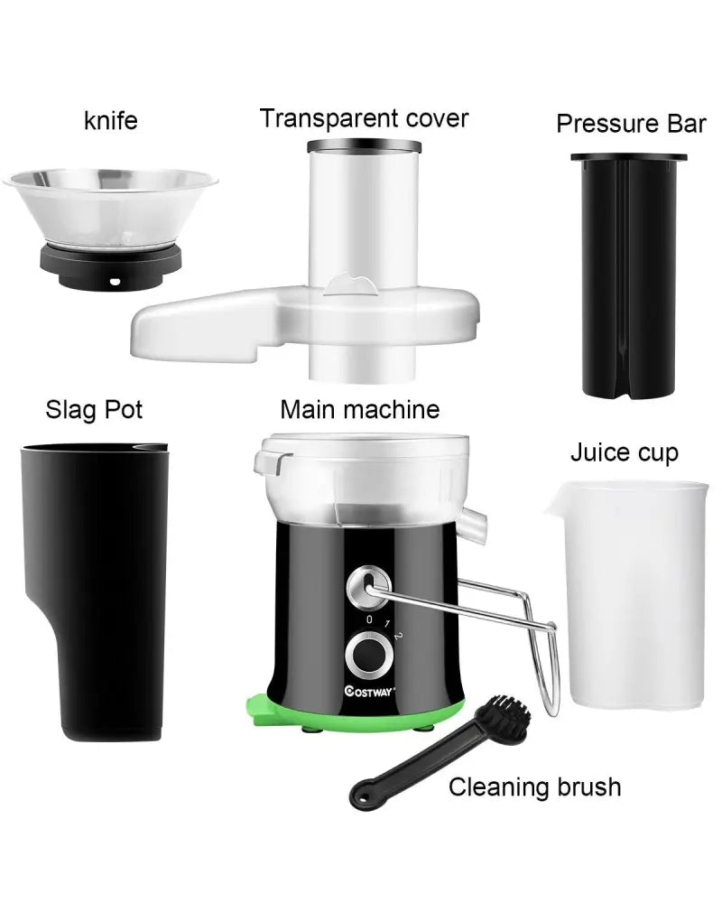2 Speed Wide Mouth Fruit and Vegetable Centrifugal Electric Juicer - Black - Juicers & Coffee Machines