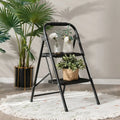 2-Step/3-Step Ladder with Wide Anti-Slip Pedal-2-Step - Black - Ladders