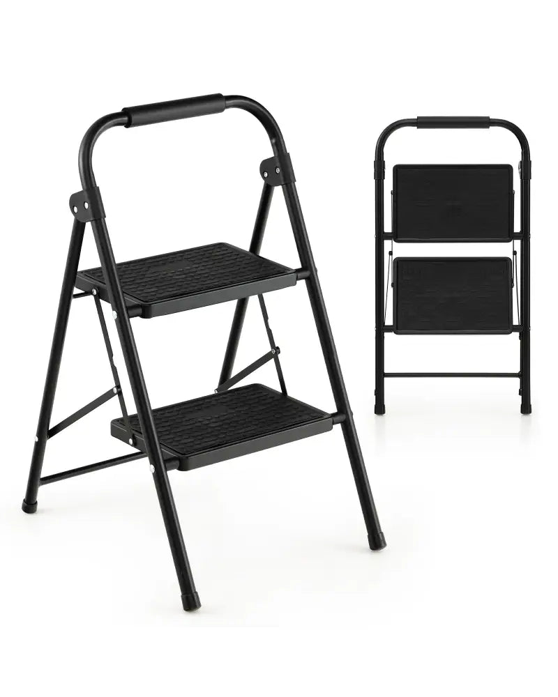 2-Step/3-Step Ladder with Wide Anti-Slip Pedal-2-Step - Black - Ladders