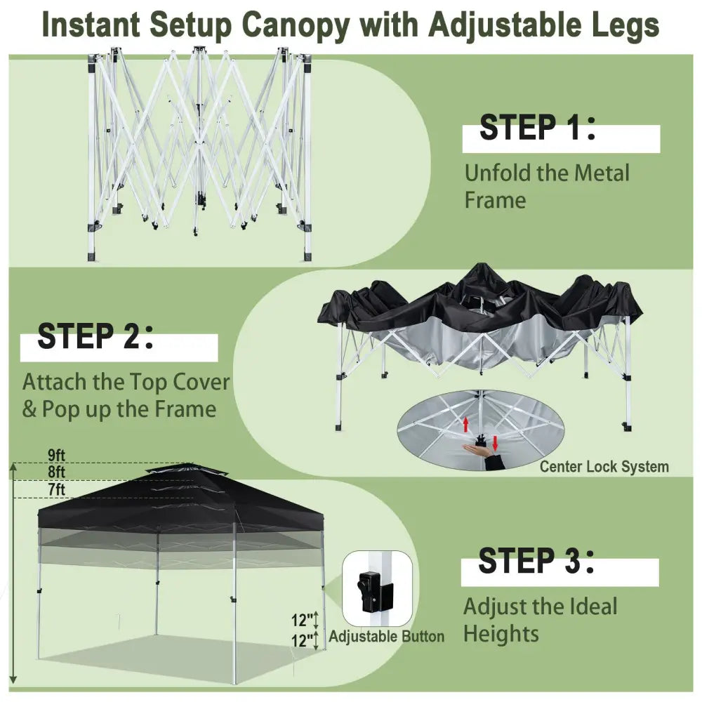 2-Tier 10 x 10 Feet Pop-up Canopy Tent with Wheeled Carry Bag-Black - Black - Canopies