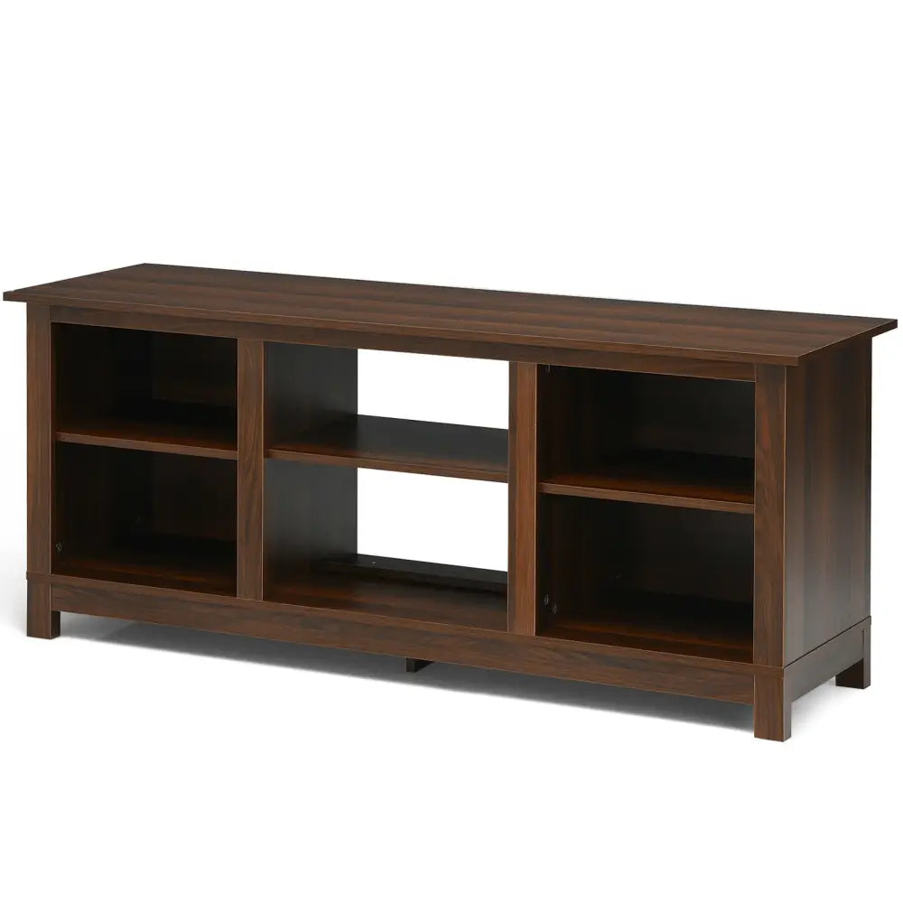 2-Tier 58 Inches TV Stand Entertainment Media Console Center-Walnut - Walnut - Entertainment Centers & TV Stands