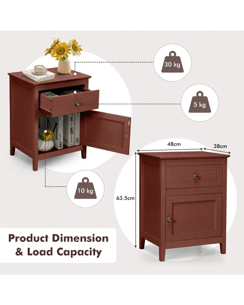 2-Tier Accent Table with Spacious Tabletop-Walnut - Walnut - Nightstands
