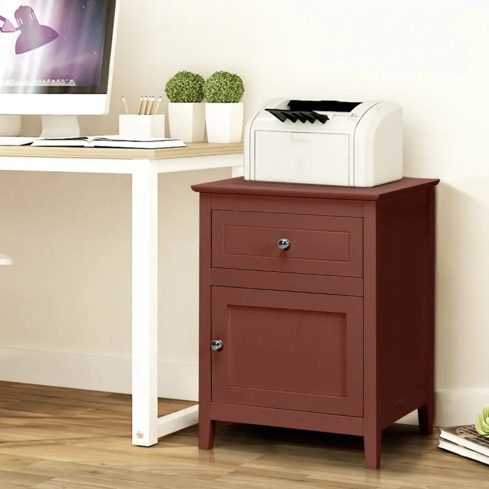 2-Tier Accent Table with Spacious Tabletop-Walnut Costway