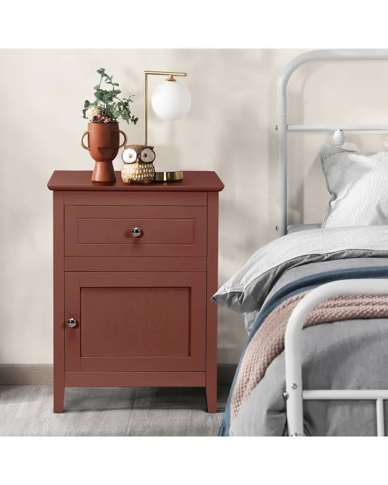 2-Tier Accent Table with Spacious Tabletop-Walnut - Walnut - Nightstands