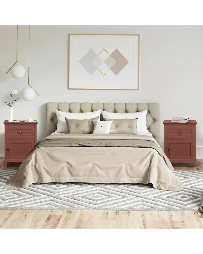 2-Tier Accent Table with Spacious Tabletop-Walnut - Walnut - Nightstands