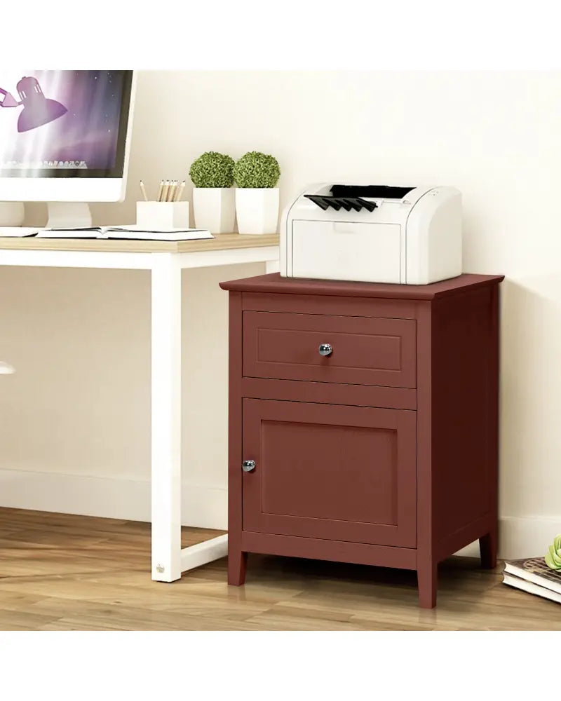 2-Tier Accent Table with Spacious Tabletop-Walnut - Walnut - Nightstands