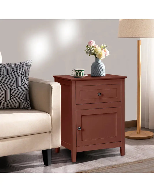 2-Tier Accent Table with Spacious Tabletop-Walnut - Walnut - Nightstands