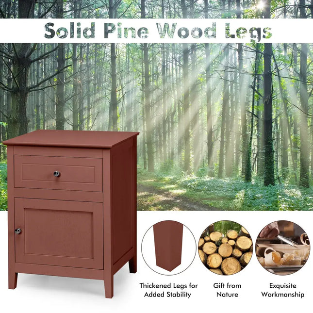2-Tier Accent Table with Spacious Tabletop-Walnut Costway