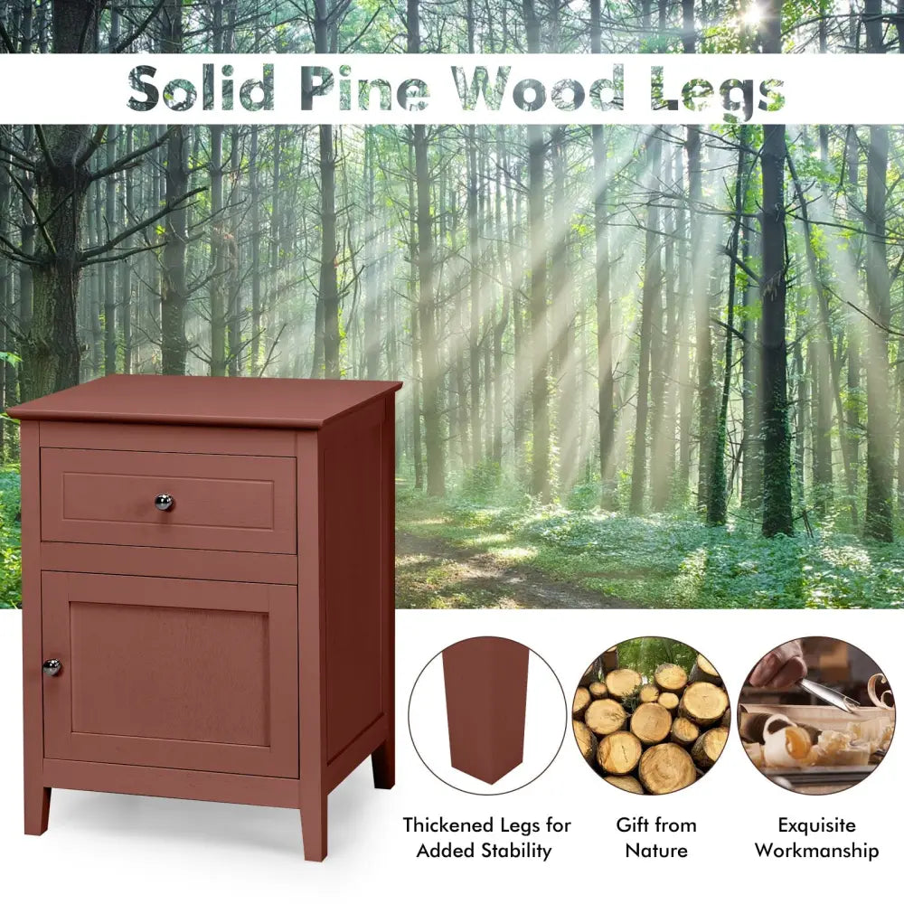 2-Tier Accent Table with Spacious Tabletop-Walnut Costway