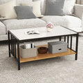 2 Tier Coffee Table with Sintered Stone Tabletop-White Costway