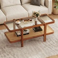 2-Tier Coffee Table with Storage and Tempered Glass Tabletop-Coffee Costway