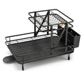 2-Tier Collapsible Dish Rack with Removable Drip Tray-Black - Black - Dish Racks