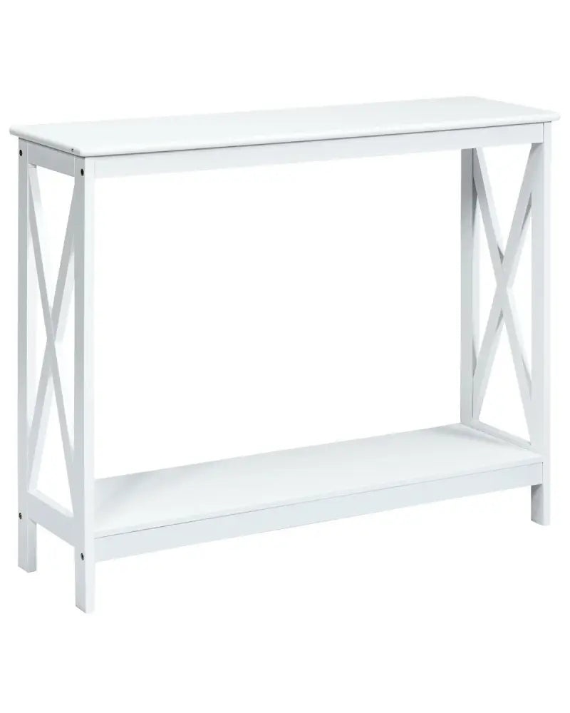 2-Tier Console X-Design Sofa Side Accent Table-White - White - Console Tables