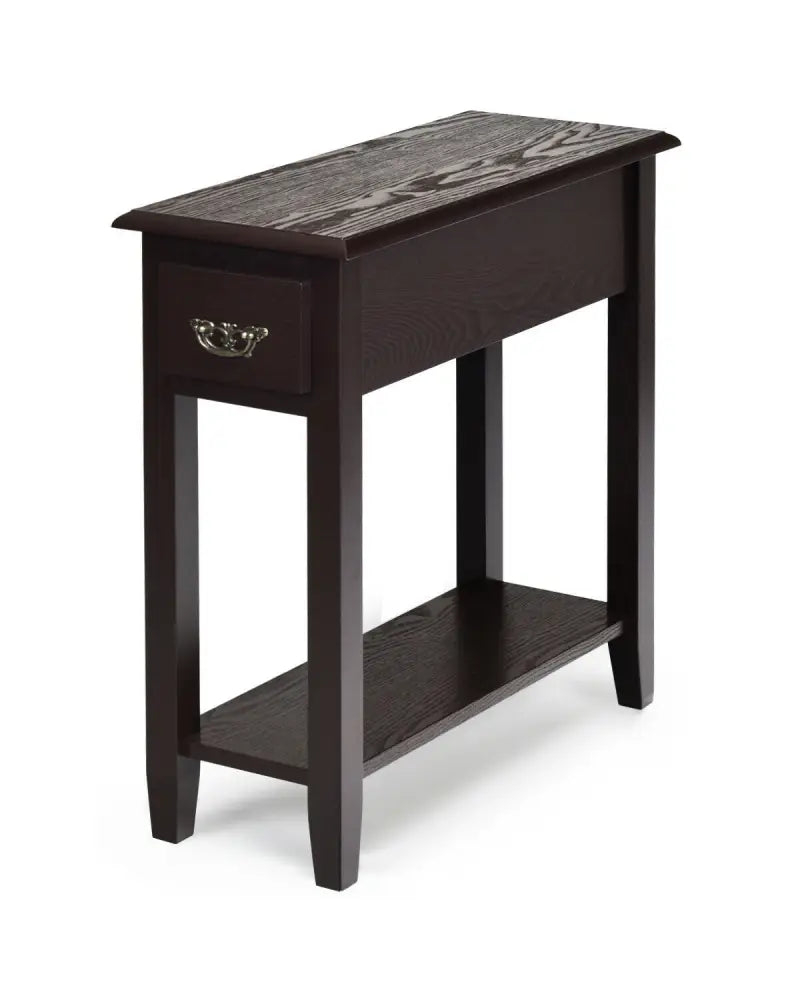2 Tier End Bedside Sofa Side Table Narrow Nightstand-Espresso - Espresso - End & Side Tables
