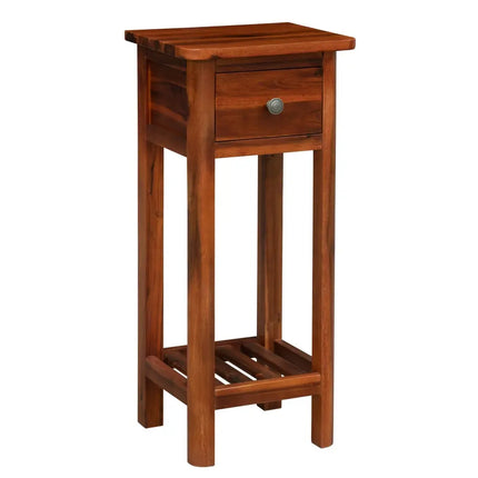 2 Tier End Bedside Table with Drawer Shelf-Brown Costway