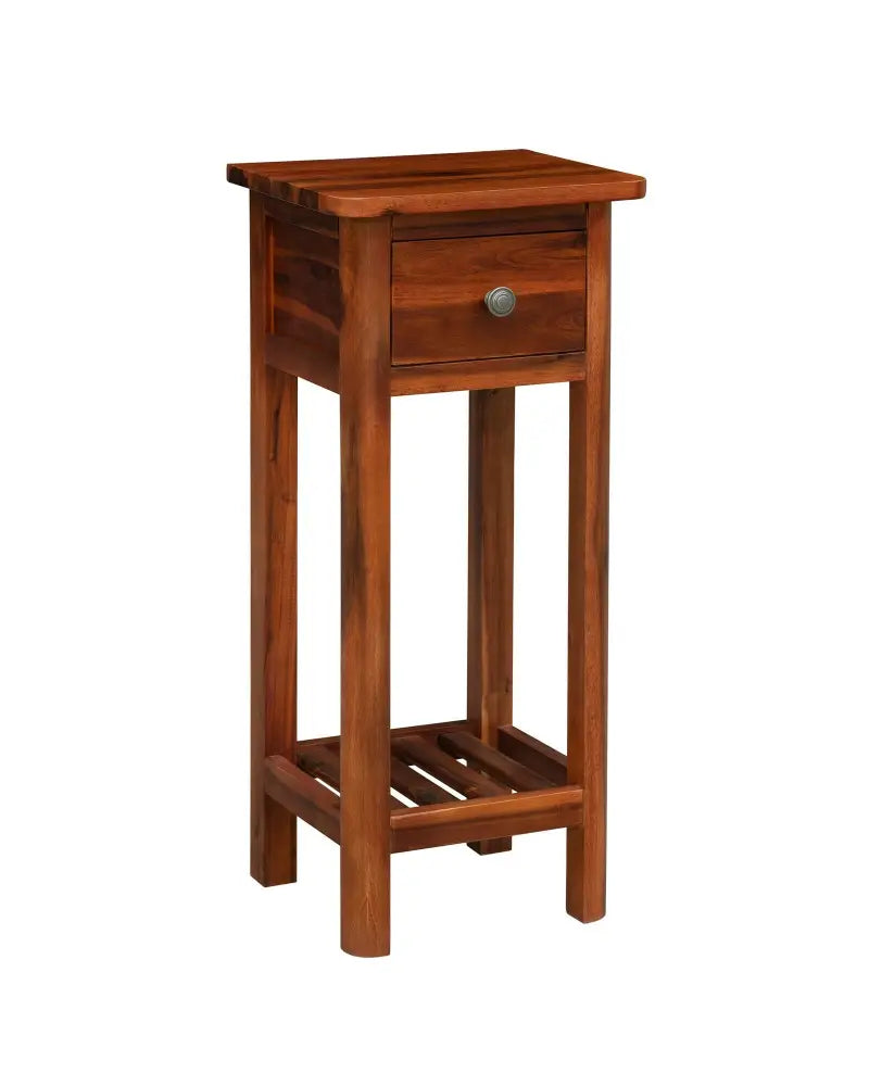 2 Tier End Bedside Table with Drawer Shelf-Brown - Brown - Nightstands
