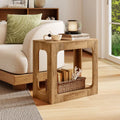2-Tier End Table with Storage Shelf for Living Room-Oak - Oak - End & Side Tables