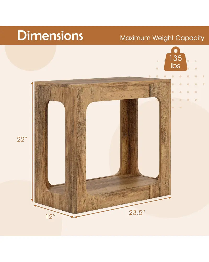 2-Tier End Table with Storage Shelf for Living Room-Oak - Oak - End & Side Tables