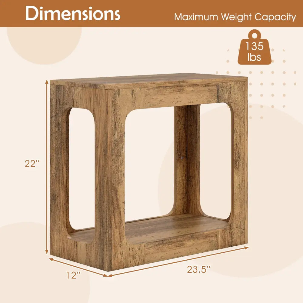 2-Tier End Table with Storage Shelf for Living Room-Oak - Oak - End & Side Tables