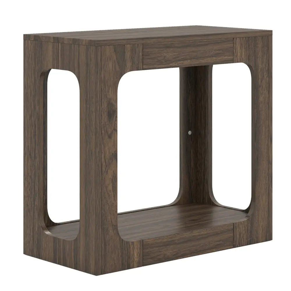 2-Tier End Table with Storage Shelf for Living Room-Walnut - Walnut - End & Side Tables