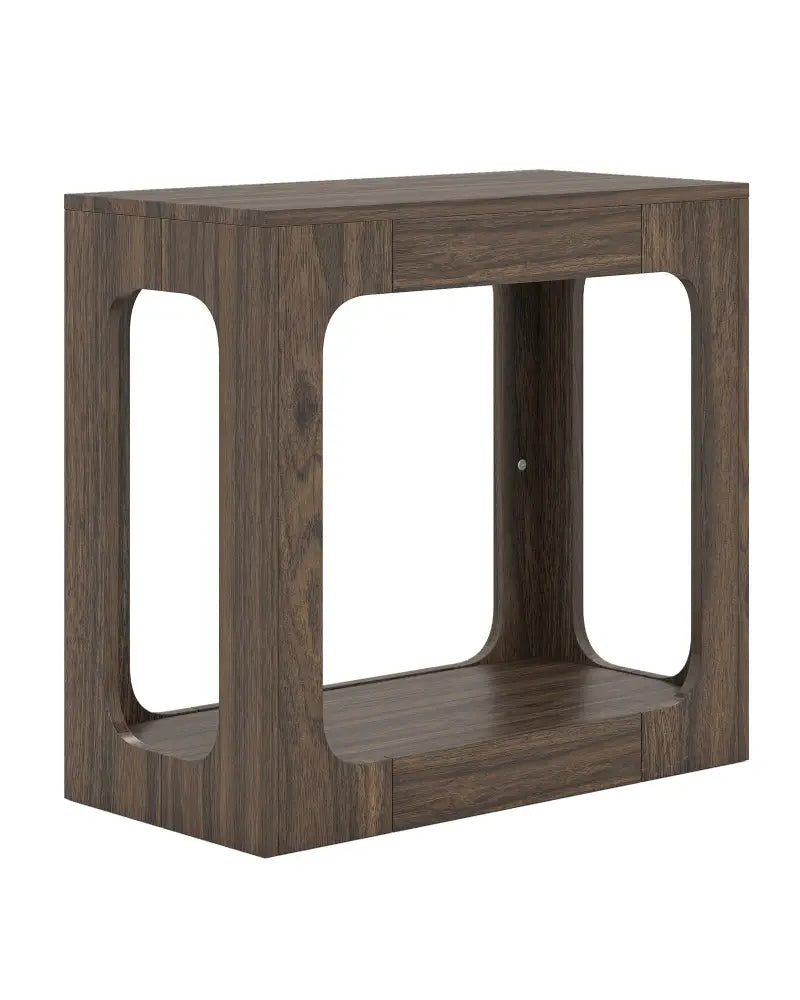 2-Tier End Table with Storage Shelf for Living Room-Walnut - Walnut - End & Side Tables