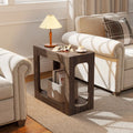 2-Tier End Table with Storage Shelf for Living Room-Walnut - Walnut - End & Side Tables