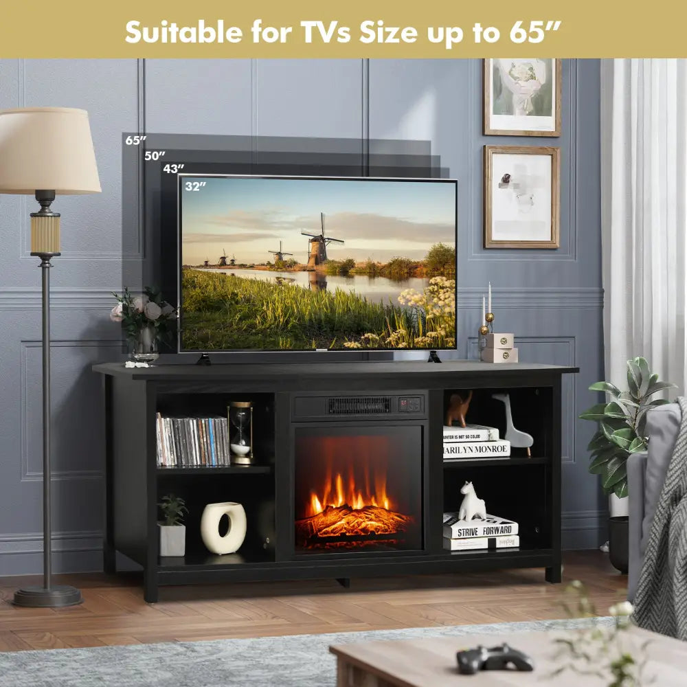 2-Tier Entertainment Media Console Center-Black - Black - Entertainment Centers & TV Stands