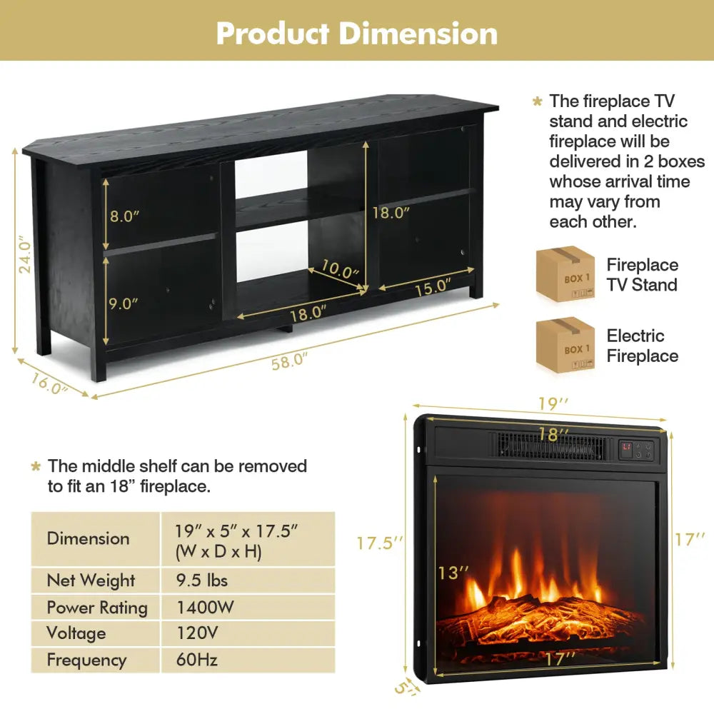 2-Tier Entertainment Media Console Center-Black - Black - Entertainment Centers & TV Stands