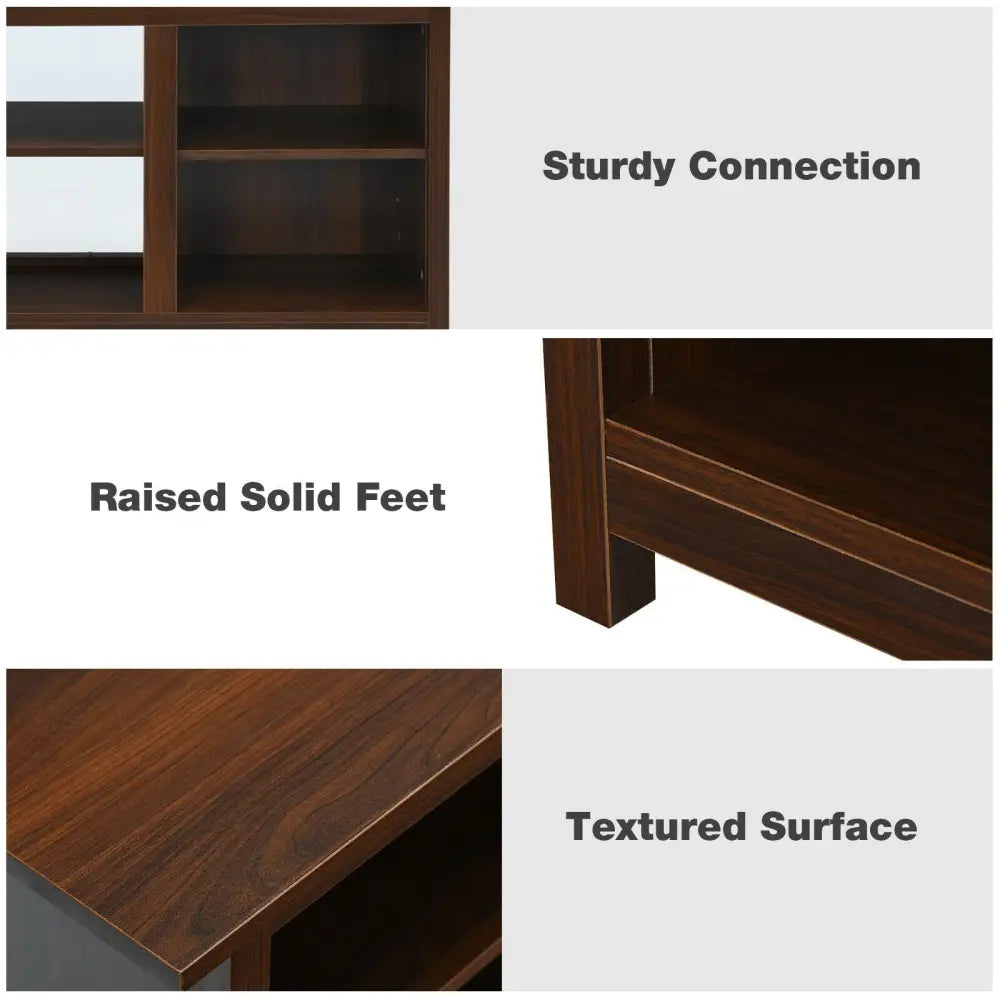 2-Tier Entertainment Media Console Center-Brown - Brown - Entertainment Centers & TV Stands